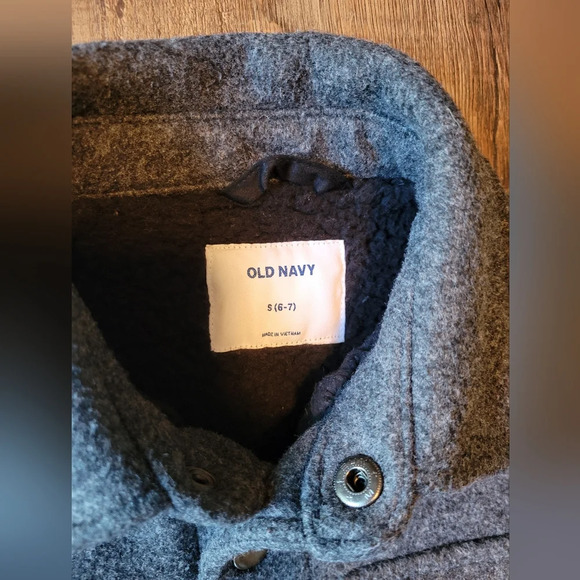 Old Navy Boys Fleece Wool Snap Button Up Lined Jacket - Picture 3 of 3